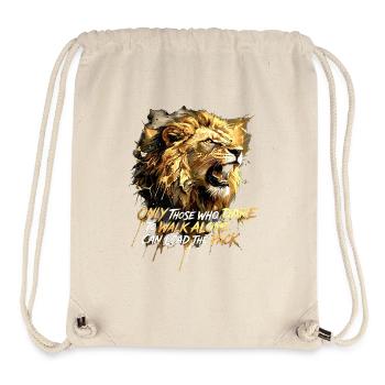 Dare To Walk Alone Lion Quote - Stanley/Stella Recycled Gym Bag - natural - Front