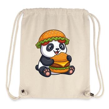 Panda mignon avec un dessin animé Burger - Sac à cordon recyclé Stanley/Stella - blanc naturel - Devant