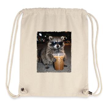 Raton laveur Café glacé Chaos Caféine Humour mème - Sac à cordon recyclé Stanley/Stella - blanc naturel - Devant