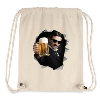 Nikola avec de la bière et des lunettes de soleil - Sac à cordon recyclé Stanley/Stella - blanc naturel - Devant
