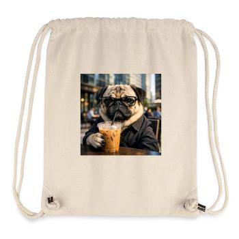 Pug Coffee Break lustige realistische Hundeliebhaber - Stanley/Stella recycelter Gym Bag - Naturweiß - Vorne