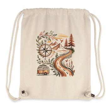 Vanlife Voyage Shirt Boussole Montagnes Nature - Sac à cordon recyclé Stanley/Stella - blanc naturel - Devant