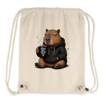 Coffee First Beaver Pullover Hoodie - Stanley/Stella Recycled Gym Bag - natural - Front