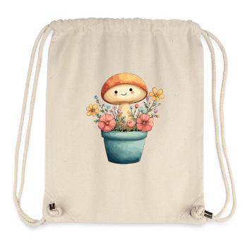 Cheerful mushroom in a flower pot - Stanley/Stella Recycled Gym Bag - natural - Front