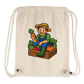 Farmer and harvest of the cheerful vegetable garden - Stanley/Stella Recycled Gym Bag - natural - Front