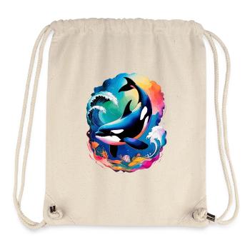  Bunter Orka Im Ozean Wellen Korallen Riff - Stanley/Stella recycelter Gym Bag - Naturweiß - Vorne