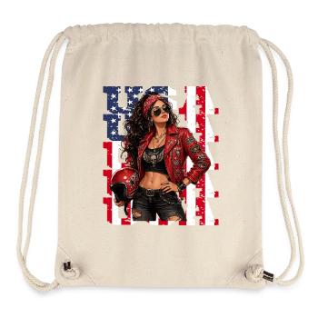  USA Rebel Biker Girl Rocker Lady Mit Totenkopf - Stanley/Stella recycelter Gym Bag - Naturweiß - Vorne