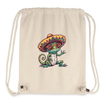 Sombrero drôle de caméléon - Sac à cordon recyclé Stanley/Stella - blanc naturel - Devant