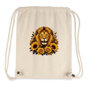 Lion dans une couronne de tournesol - Sac à cordon recyclé Stanley/Stella - blanc naturel - Devant