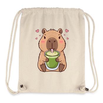 Süßes Kawaii Capybara trinken Matcha Tea Latte - Stanley/Stella recycelter Gym Bag - Naturweiß - Vorne