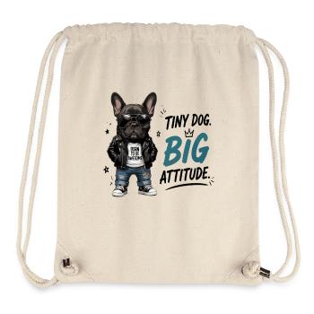 Petit chien : grande attitude, né pour être génial - Sac à cordon recyclé Stanley/Stella - blanc naturel - Devant