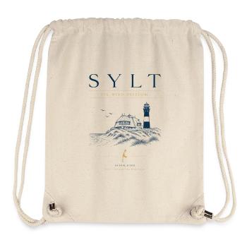 Motif Sylt de la mer du Nord – Phare et Dunes - Sac à cordon recyclé Stanley/Stella - blanc naturel - Devant