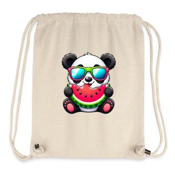 Süßer Panda mit Wassermelone Cartoon Motiv - Stanley/Stella recycelter Gym Bag - Naturweiß - Vorne