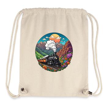 Nostalgischer Eisenbahnzug qualmender Lokomotive - Stanley/Stella recycelter Gym Bag - Naturweiß - Vorne