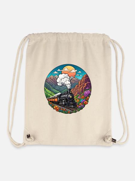 Nostalgischer Eisenbahnzug qualmender Lokomotive - Stanley/Stella recycelter Gym Bag - Naturweiß