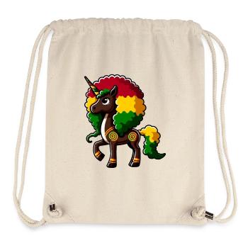 Mélanine Licorne Fille Noire Magie - Sac à cordon recyclé Stanley/Stella - blanc naturel - Devant