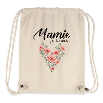 Mamie je t aime cadeau fêtes des grand mères - Sac à cordon recyclé Stanley/Stella - blanc naturel - Devant