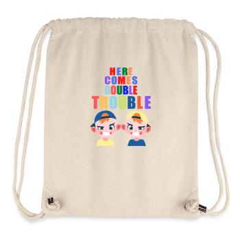 Here comes double Trouble twins boys - Stanley/Stella Recycled Gym Bag - natural - Front
