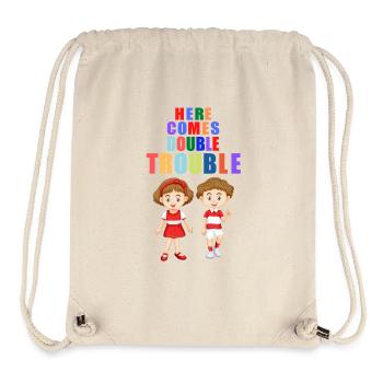 Here comes double Trouble Twins Young Girls - Stanley/Stella Recycled Gym Bag - natural - Front