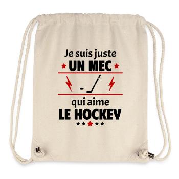 Juste un mec qui aime le hockey, hockeyeur, noël - Sac à cordon recyclé Stanley/Stella - blanc naturel - Devant