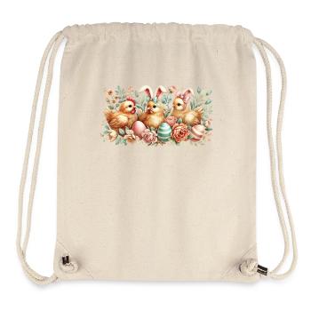 Poussin de Pâques Vintage Retro Poulets - Sac à cordon recyclé Stanley/Stella - blanc naturel - Devant