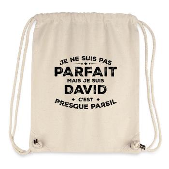 David Un Prénom, Une Attitude L’Humour David - Sac à cordon recyclé Stanley/Stella - blanc naturel - Devant