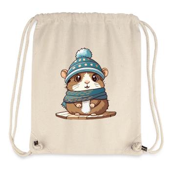 Niedlicher Hamster mit Schal und Pudelmütze. - Stanley/Stella recycelter Gym Bag - Naturweiß - Vorne
