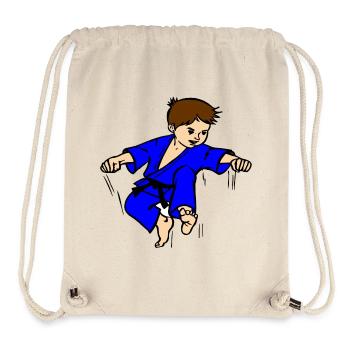 Costume bleu Karaté enfant ou judo enfant ceinture noire - Sac à cordon recyclé Stanley/Stella - blanc naturel - Devant
