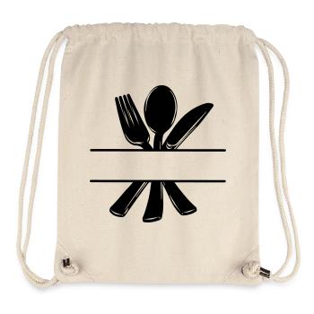 Besteck-Menü-Logo mit transparenter Leiste - Stanley/Stella recycelter Gym Bag - Naturweiß - Vorne
