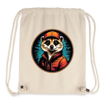 Cooles Erdmännchen im Outdoor Outfit Vintage Stil - Stanley/Stella recycelter Gym Bag - Naturweiß - Vorne