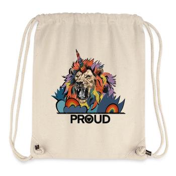 Fierté de la licorne du lion LGBTQIA - Sac à cordon recyclé Stanley/Stella - blanc naturel - Devant