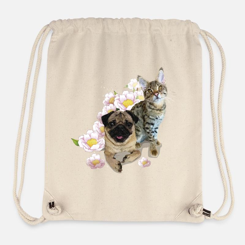 Pug and cat - Stanley/Stella Recycled Gym Bag - natural