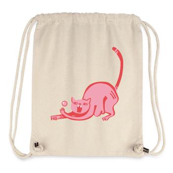 Speedball, ball playing, pink cat - Stanley/Stella Recycled Gym Bag - natural - Front