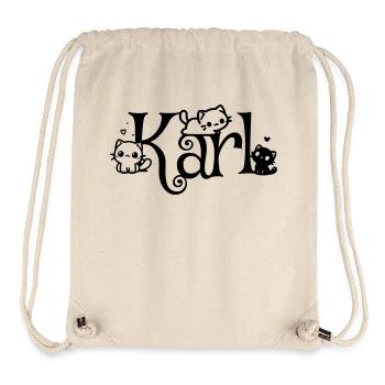 Karl Nom Prénom Nom du chaton - Sac à cordon recyclé Stanley/Stella - blanc naturel - Devant