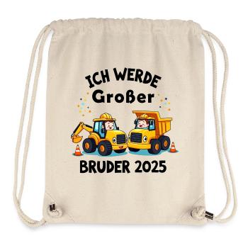 Ich Werde Großer Bruder 2025 Bagger Schwarz Kinder - Stanley/Stella recycelter Gym Bag - Naturweiß - Vorne