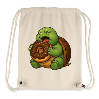 Süße Schildkröte mit Donut Naschen Nachtisch - Stanley/Stella recycelter Gym Bag - Naturweiß - Vorne