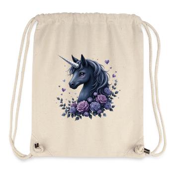 Licorne mystérieuse avec des roses dans des tons lilas - Sac à cordon recyclé Stanley/Stella - blanc naturel - Devant