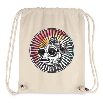 Poisson avec des lunettes de soleil au design rétro - Sac à cordon recyclé Stanley/Stella - blanc naturel - Devant