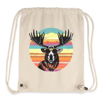 Elch im Sonnenuntergang mit Sonnenbrille - Stanley/Stella recycelter Gym Bag - Naturweiß - Vorne