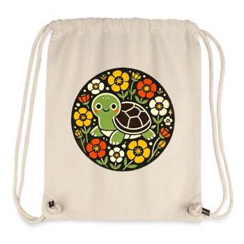 Winzige Schildkröte im Blumenkreis - Stanley/Stella recycelter Gym Bag - Naturweiß - Vorne