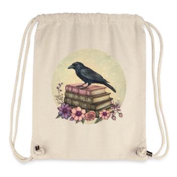 Rabe auf Bücherstapel - Stanley/Stella recycelter Gym Bag - Naturweiß - Vorne