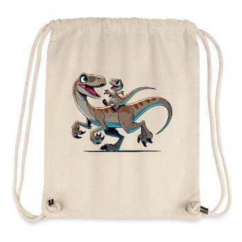 Velociraptor mother and child frolicking - Stanley/Stella Recycled Gym Bag - natural - Front