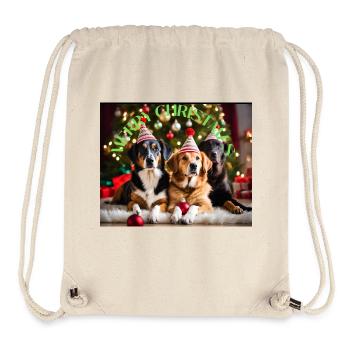 Chiens de Noël - Sac à cordon recyclé Stanley/Stella - blanc naturel - Devant