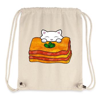 Mignon chat blanc mangeant une délicieuse cuisine italienne - Sac à cordon recyclé Stanley/Stella - blanc naturel - Devant