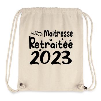 Maitresse retraitée 2023 cadeau maîtresse d'école - Sac à cordon recyclé Stanley/Stella - blanc naturel - Devant