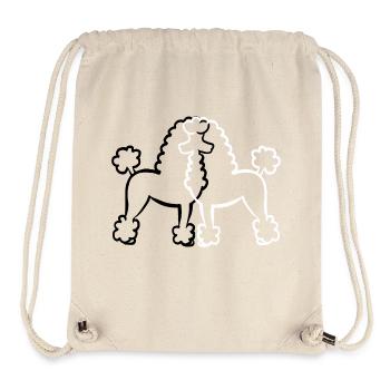 Caniche Ying Yang / Chien / Noir et blanc / Race de chien - Sac à cordon recyclé Stanley/Stella - blanc naturel - Devant