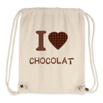 J'adore le chocolat - Sac à cordon recyclé Stanley/Stella - blanc naturel - Devant