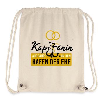 Kapitänin Hafen Ehe JGA Junggesellinnenabschied - Stanley/Stella recycelter Gym Bag - Naturweiß - Vorne