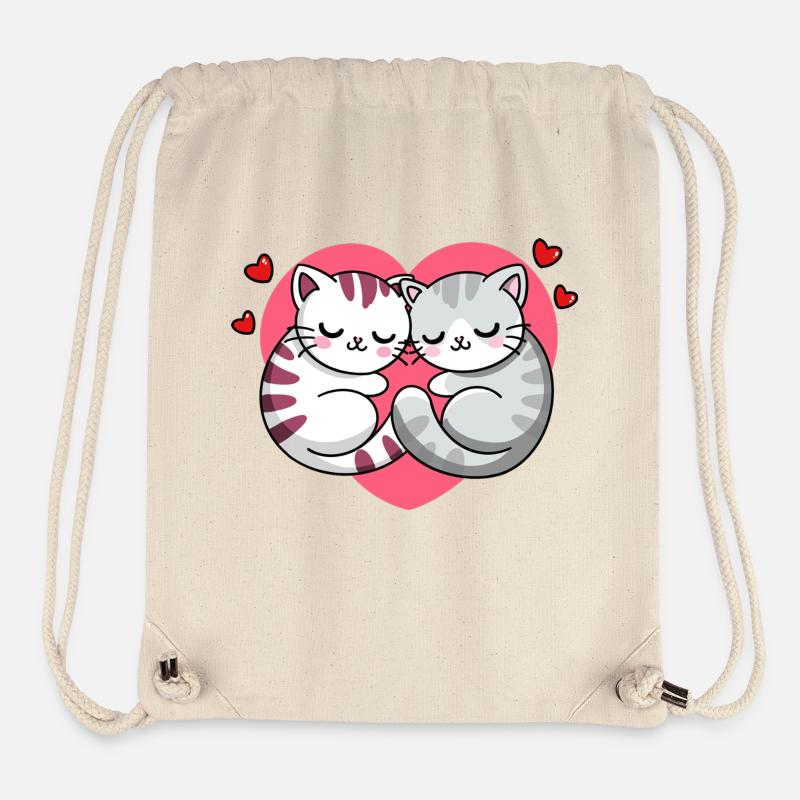 Valentine's Day Cats - Stanley/Stella Recycled Gym Bag - natural