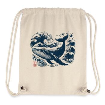 Japanischer Retro Vintage Majestic Blauwal - Stanley/Stella recycelter Gym Bag - Naturweiß - Vorne
